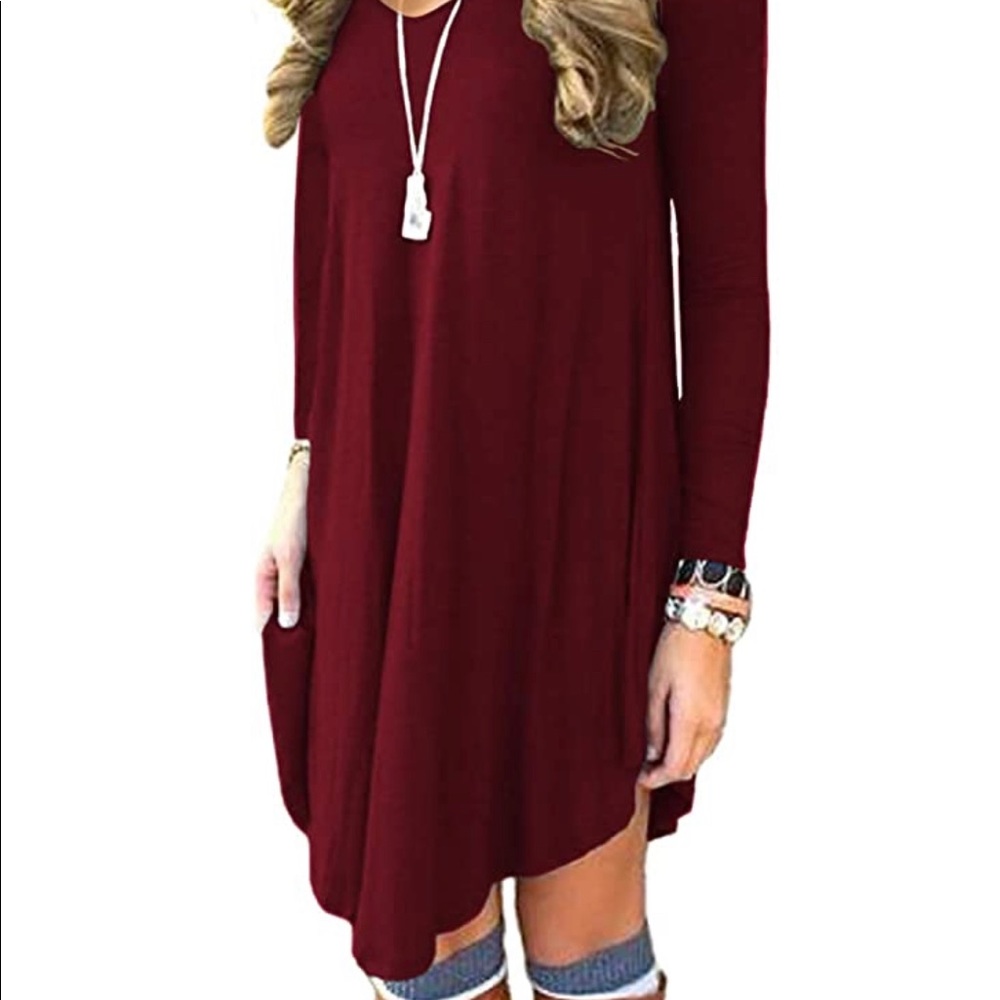 Women's Long Sleeve Casual Loose T-Shirt Dress